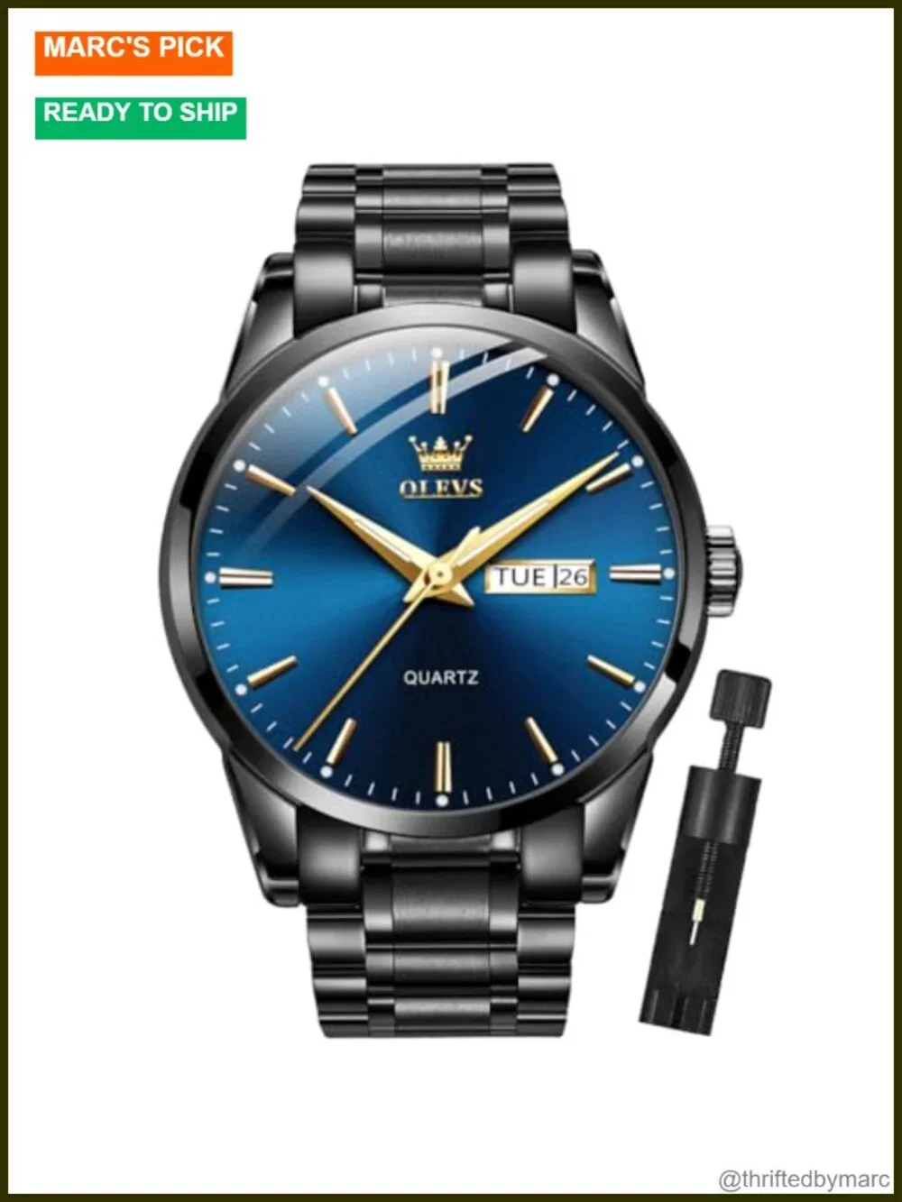 Men's Gold Analog Quartz Business Dress Watch Day Date Stainless Steel Luminous